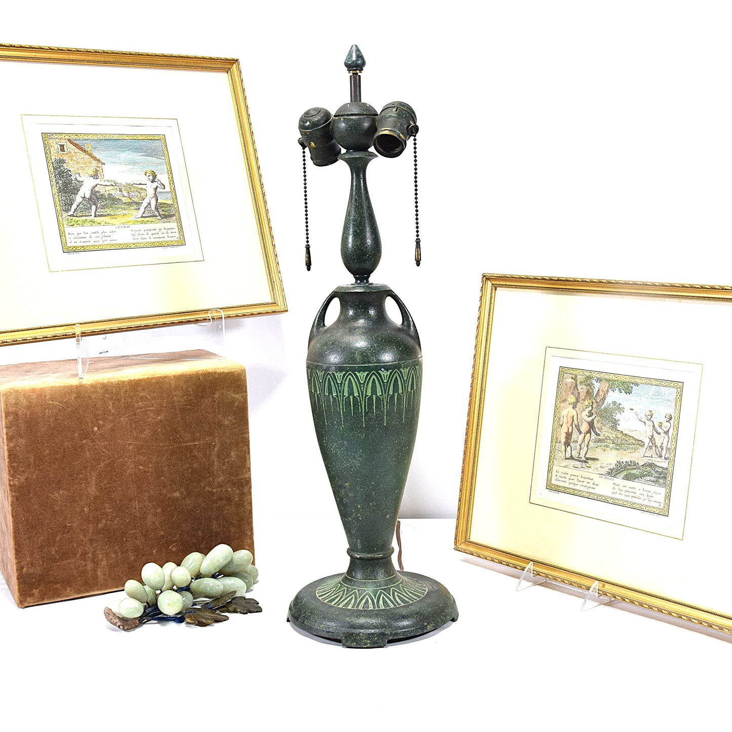 Signed Moe Bridges Craftsman Lamp Base Frogskin Finish