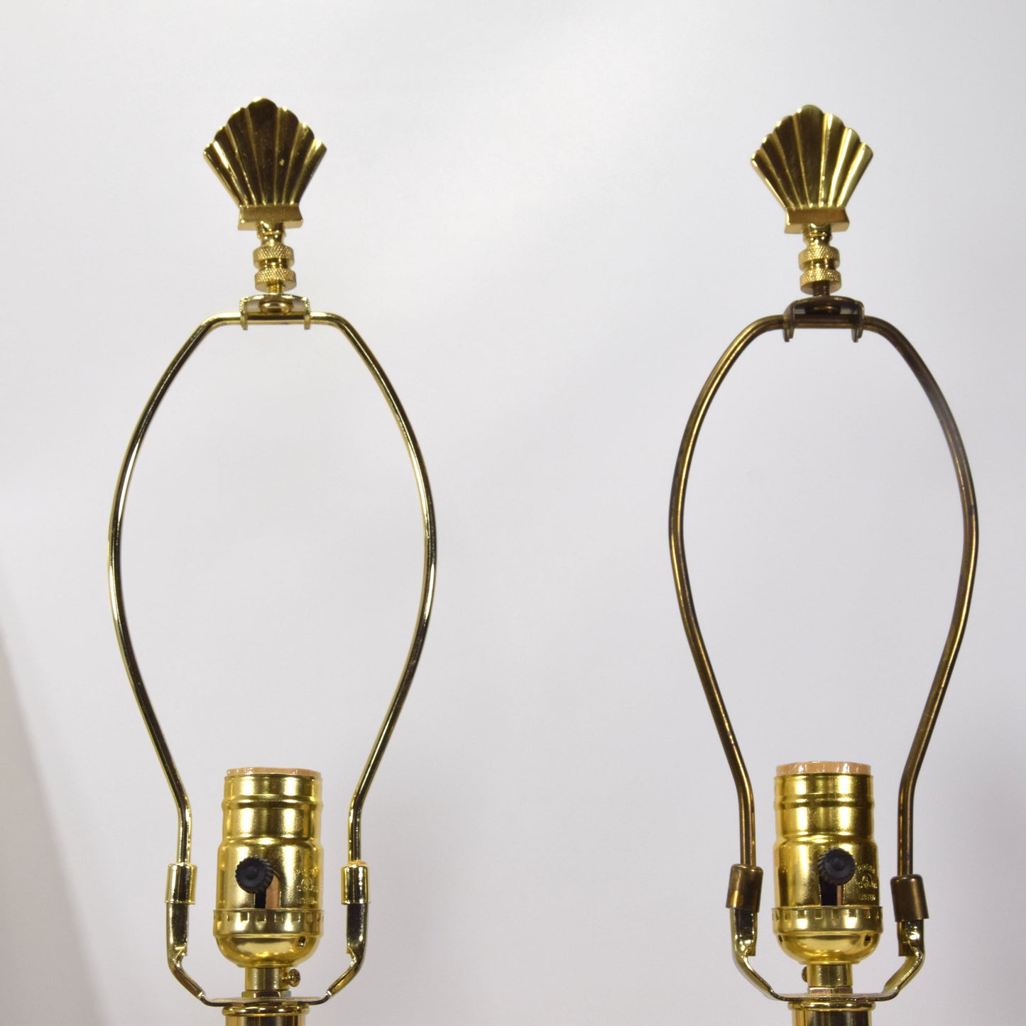 Pair Vintage Solid Brass Table Lamps Mid Century Modern