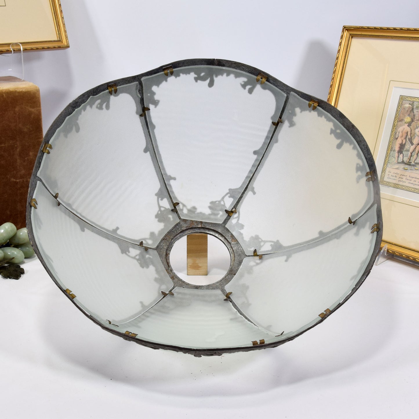 Antique Miller Slag Glass Panel Lamp Arts and Crafts Handel Era