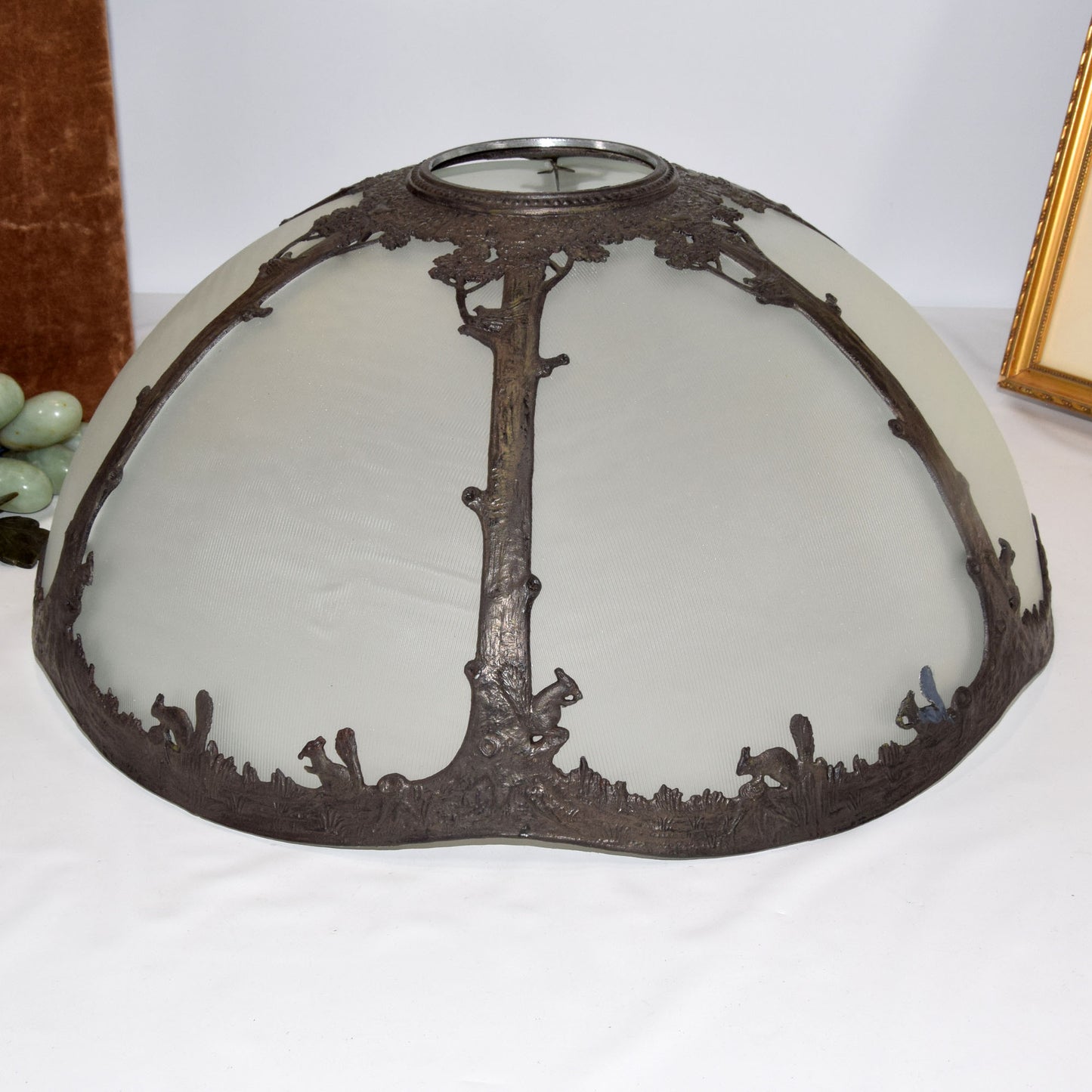 Antique Miller Slag Glass Panel Lamp Arts and Crafts Handel Era