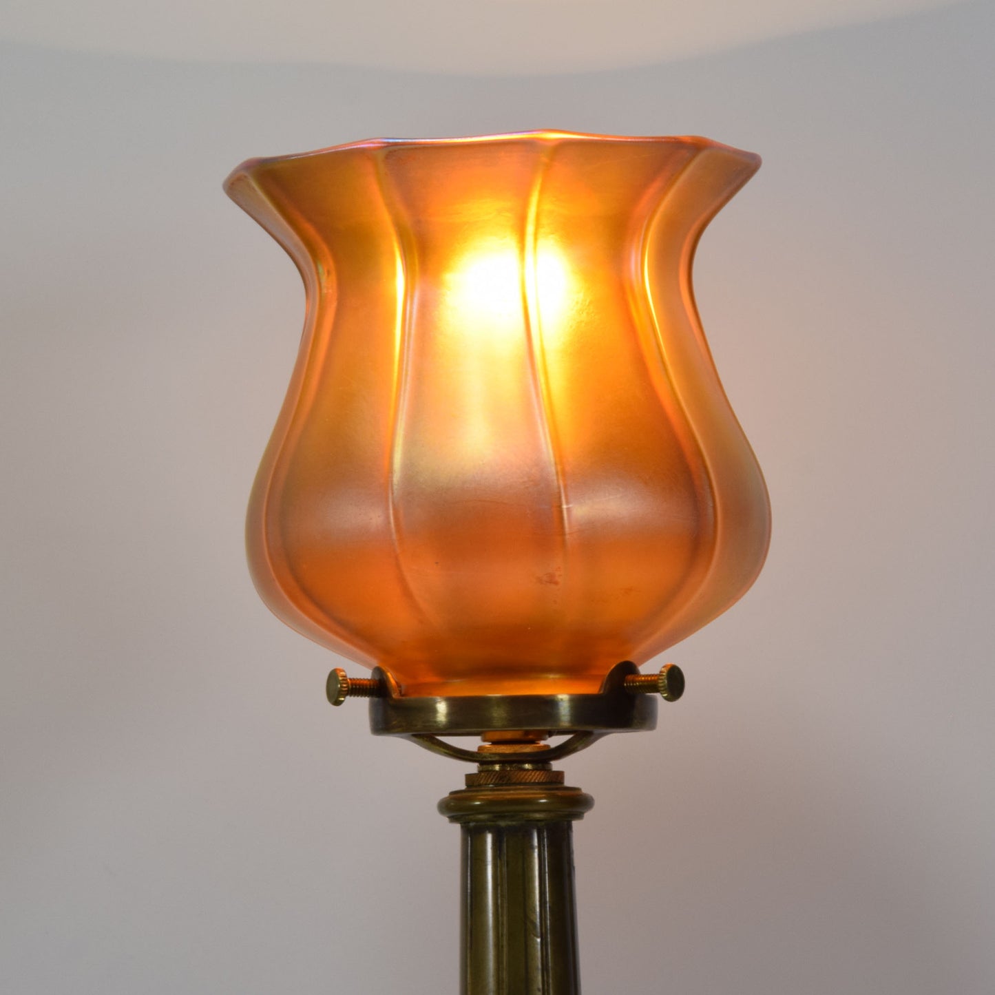 Early Bronze & Cameo Glass Torchiere Lamp Electrified