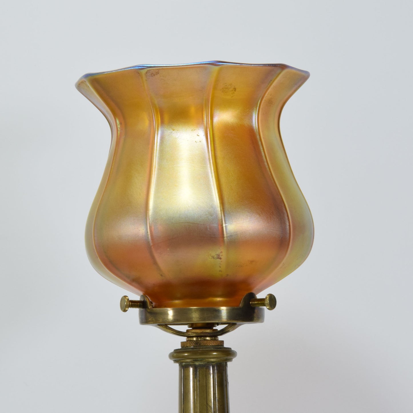 Early Bronze & Cameo Glass Torchiere Lamp Electrified
