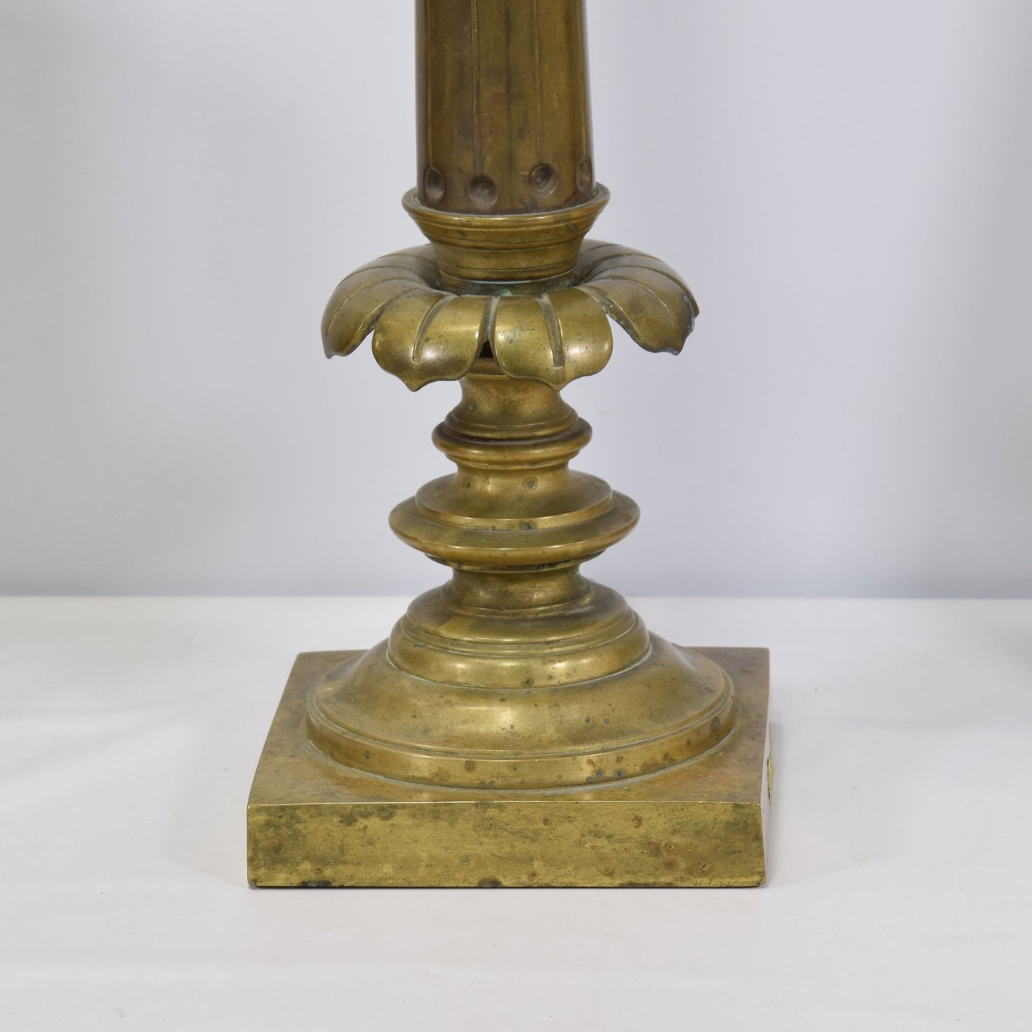 Early Bronze & Cameo Glass Torchiere Lamp Electrified
