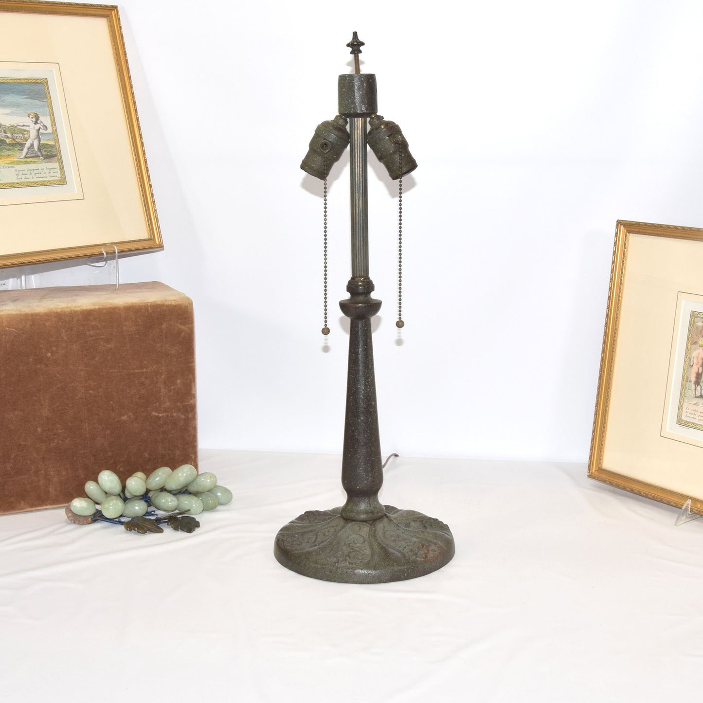 Antique Arts and Crafts Miller Slag Glass Bent Panel Lamp