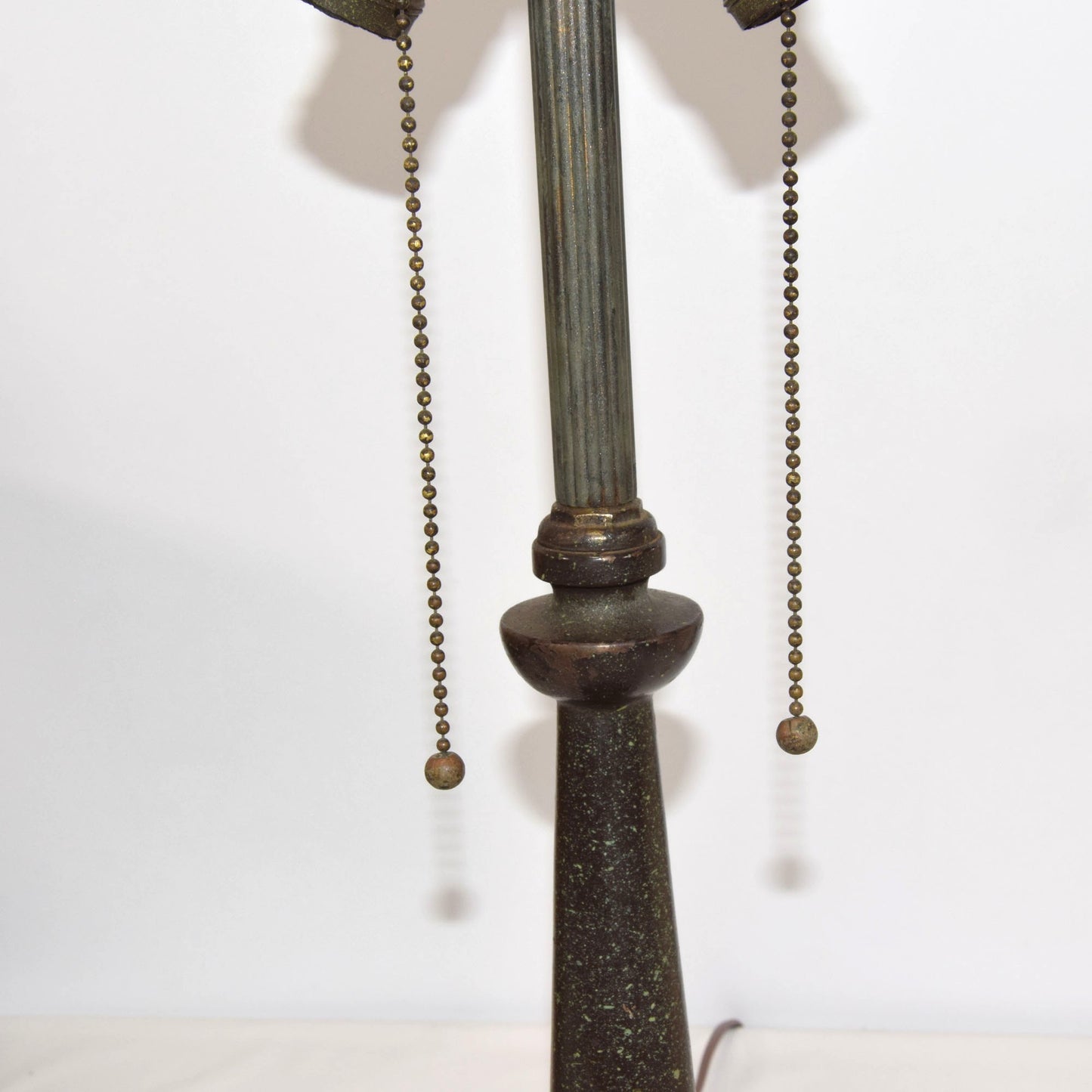 Antique Arts and Crafts Miller Slag Glass Bent Panel Lamp