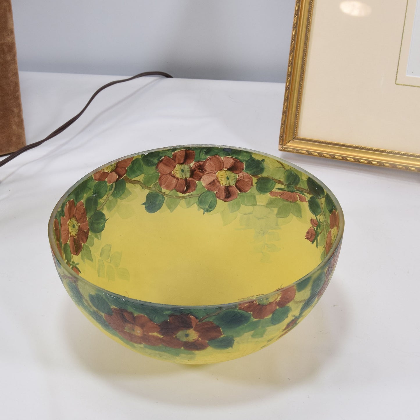Reverse Painted Cracked Ice Arts and Crafts Desk Lamp Handel Era