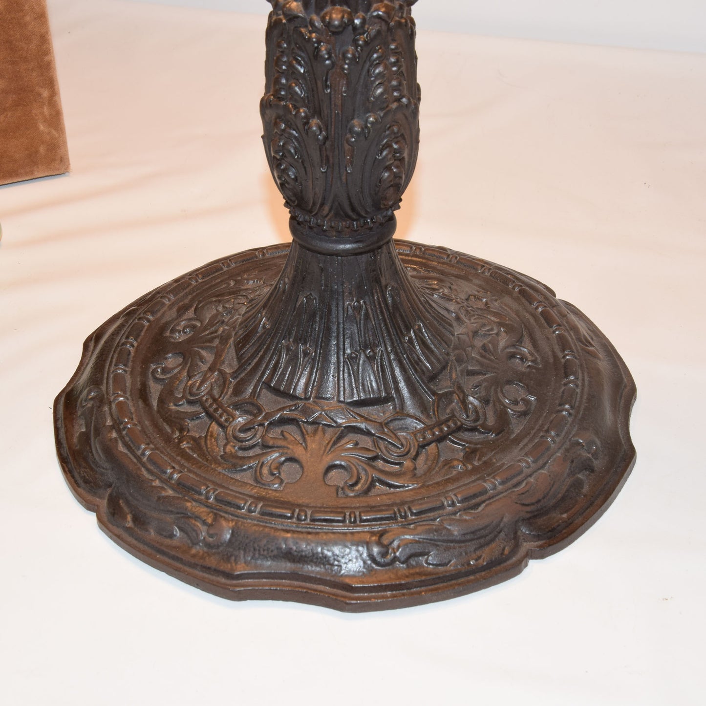 Antique Miller 2 Light Stained Slag Glass Table Lamp