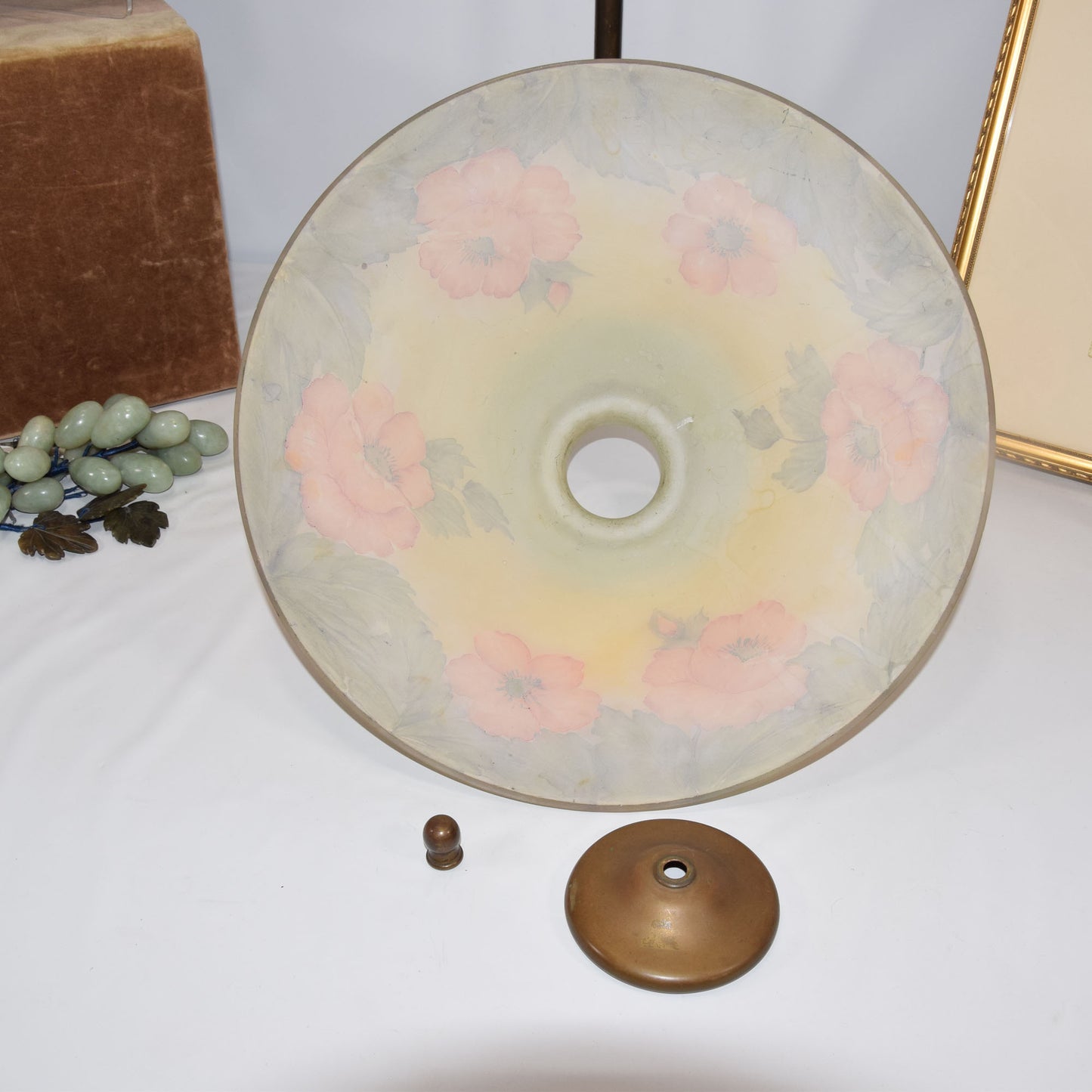 Unique Art and Glass Co. Base Reverse Painted Poppy Shade Lamp