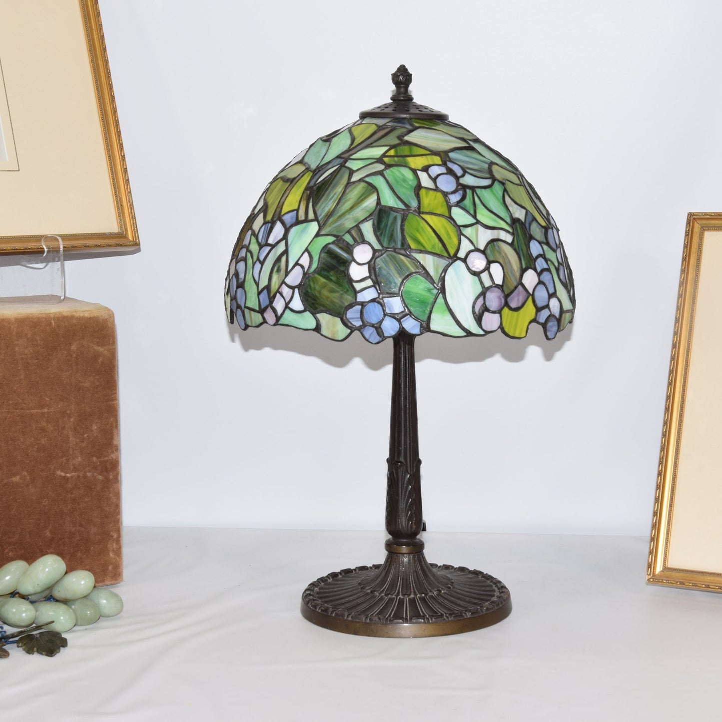 Antique Pittsburgh Stained Slag Glass Lamp 18" High