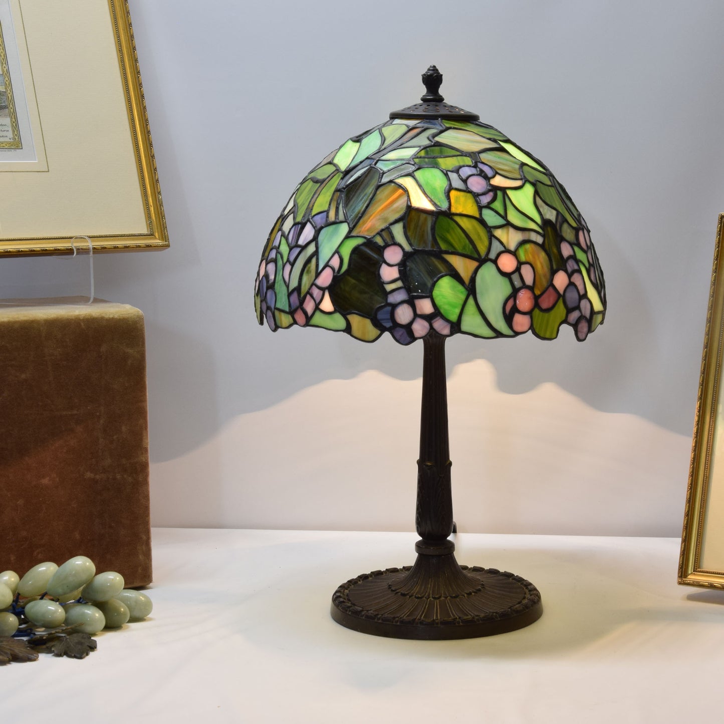 Antique Pittsburgh Stained Slag Glass Lamp 18" High