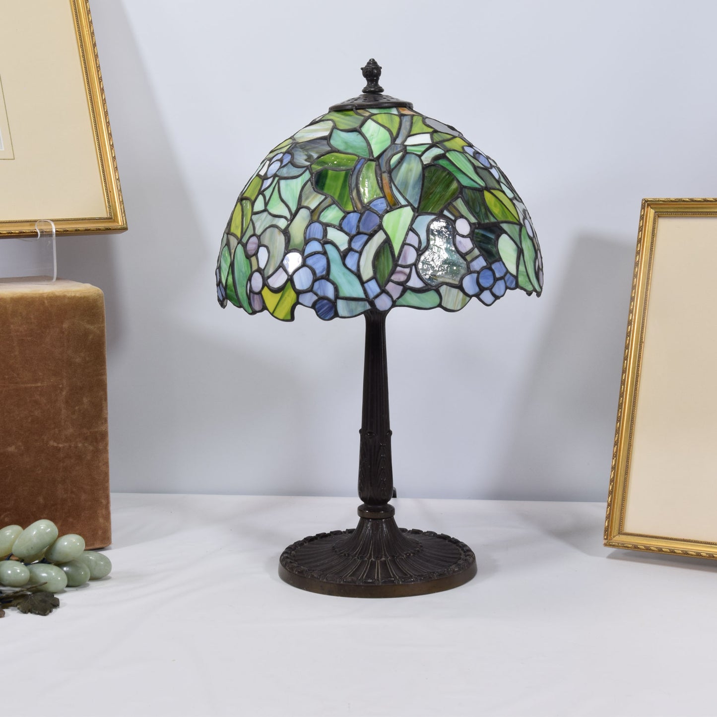 Antique Pittsburgh Stained Slag Glass Lamp 18" High