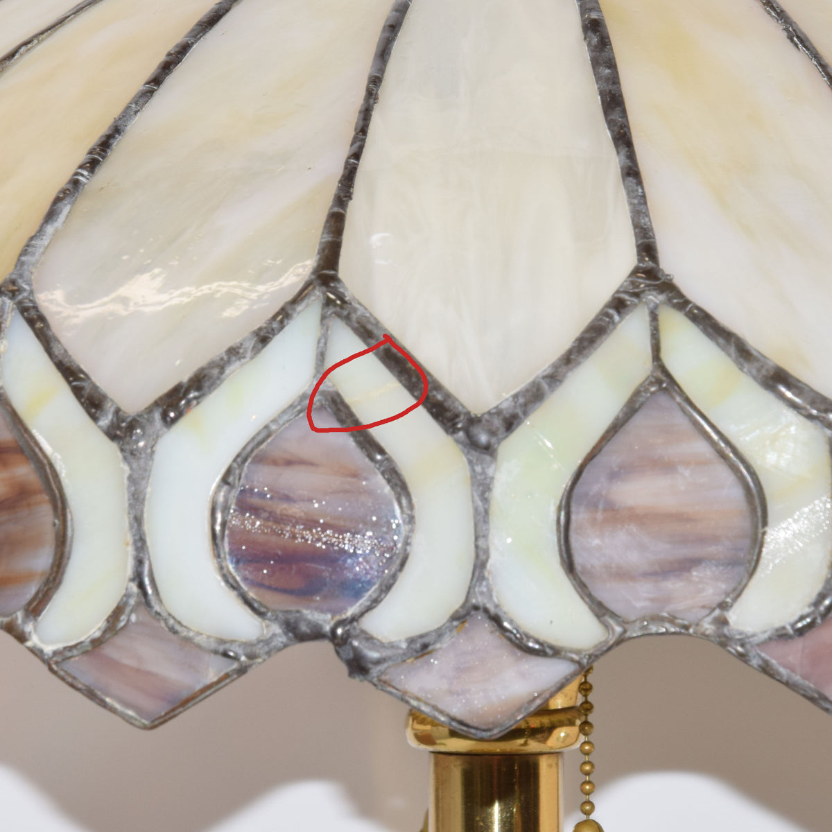 Neuhauser Peacock Shade Leaded Stained Slag Glass Lamp