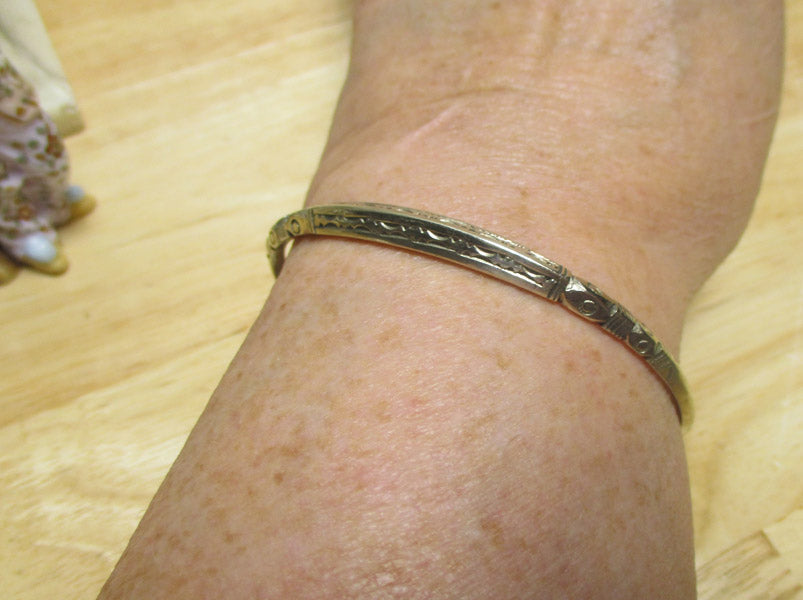 Sterling Silver Ingot Hand Stamped Carinated Tribal Cuff Bracelet