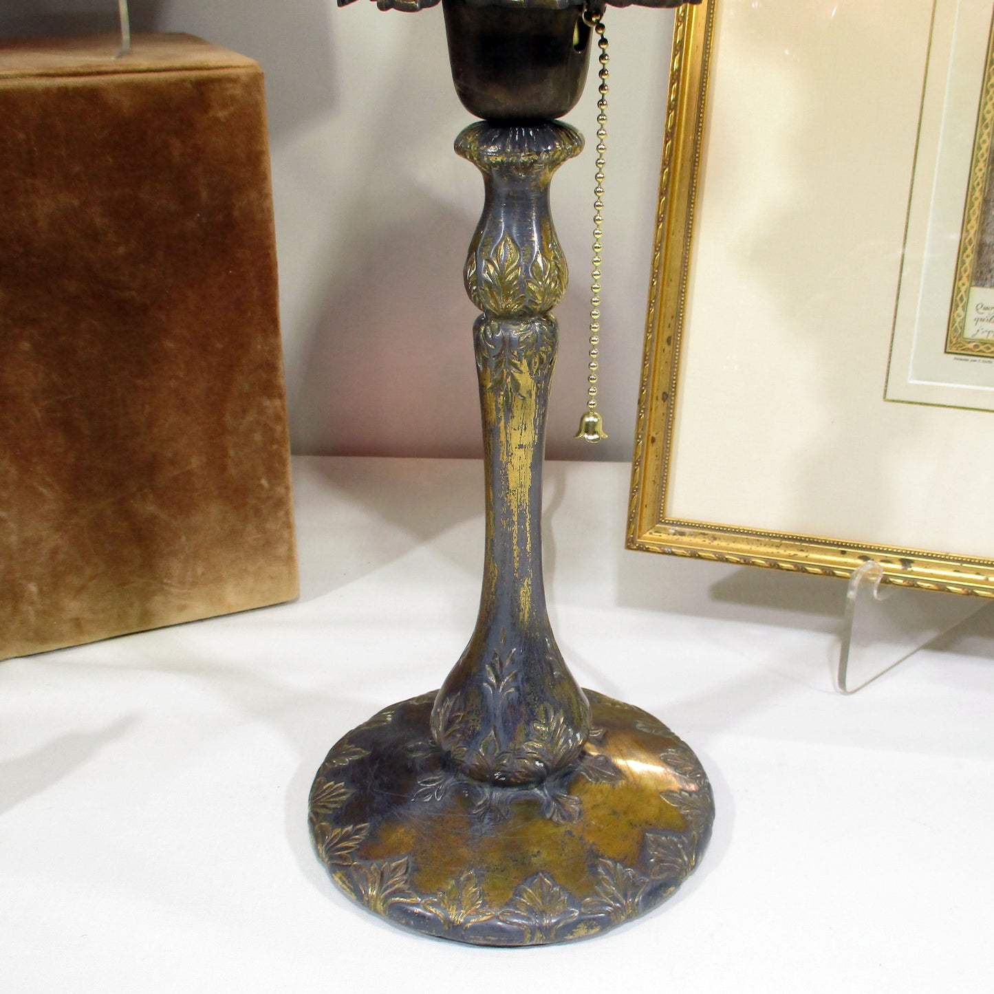 Victorian Bronze and Daisy and Fern Cranberry Art Glass Torchiere Lamp PG 59