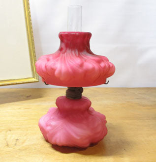 Miniature Plume Oil Lamp Consolidated or LG Wright Victorian Cased Glass