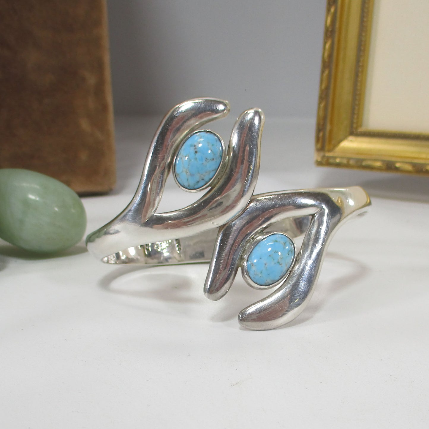 Taxco Sterling Silver Heavy Clamper Bypass Design Cuff Bracelet