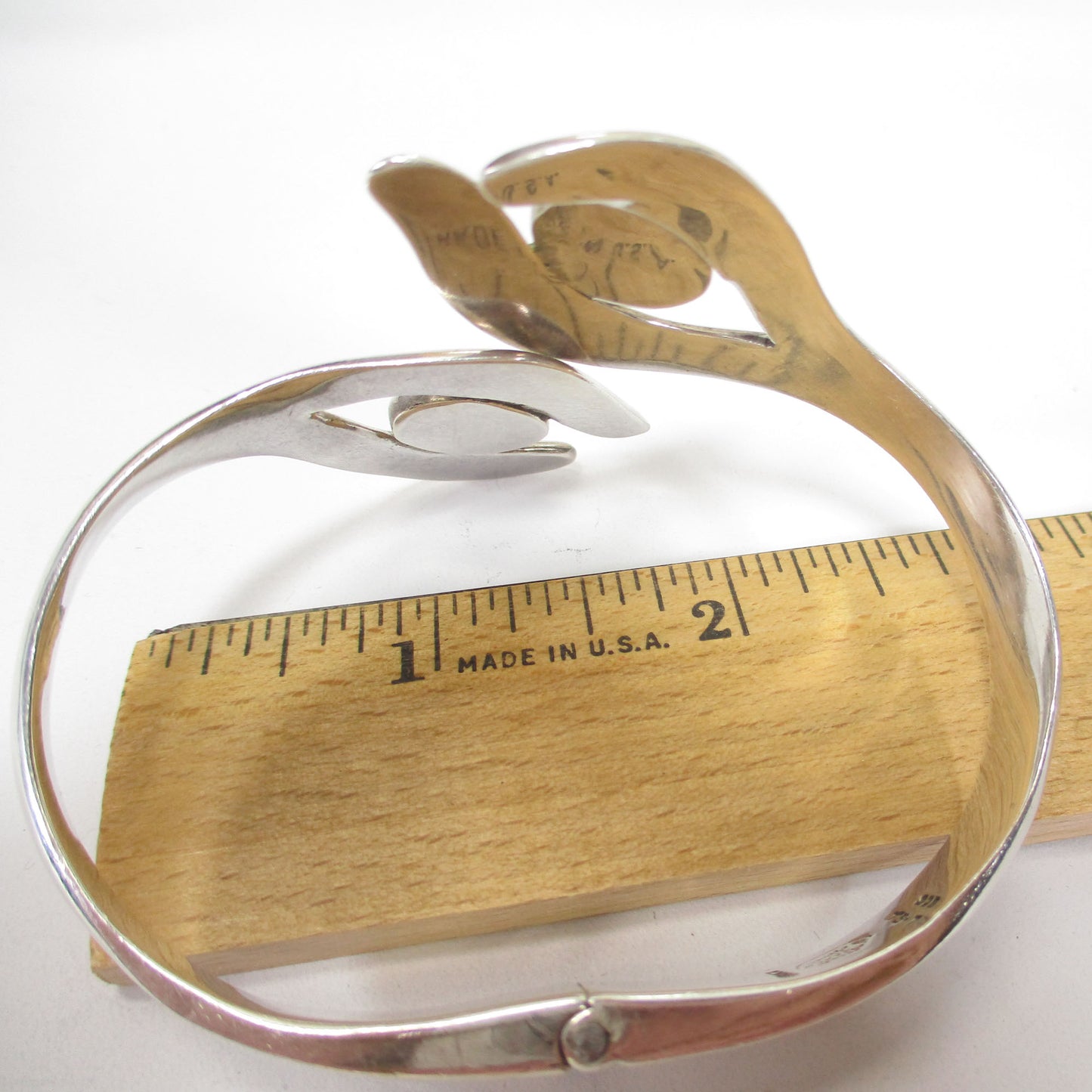Taxco Sterling Silver Heavy Clamper Bypass Design Cuff Bracelet