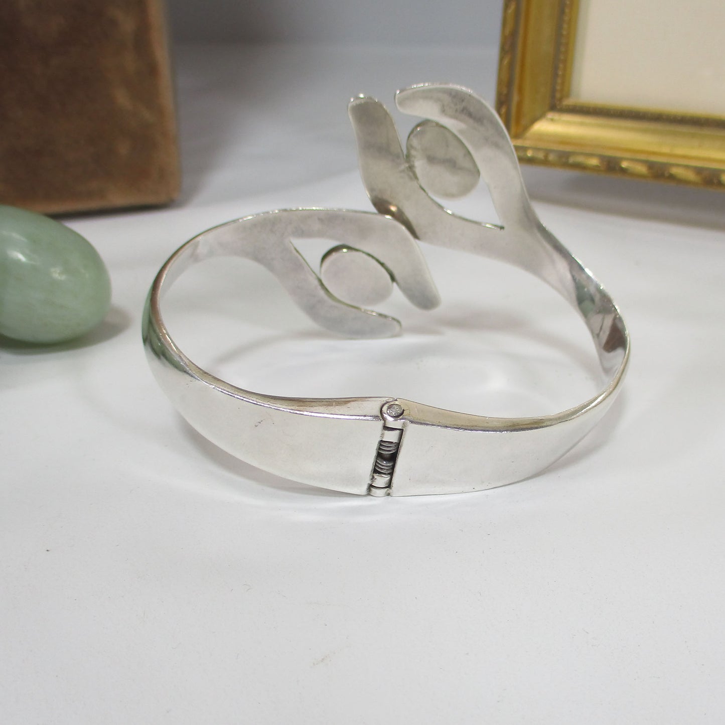 Taxco Sterling Silver Heavy Clamper Bypass Design Cuff Bracelet