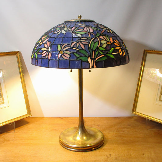 Unique Art Glass Co. Base  with Tiffany, Black-Eyed Susan Pattern Leaded Shade