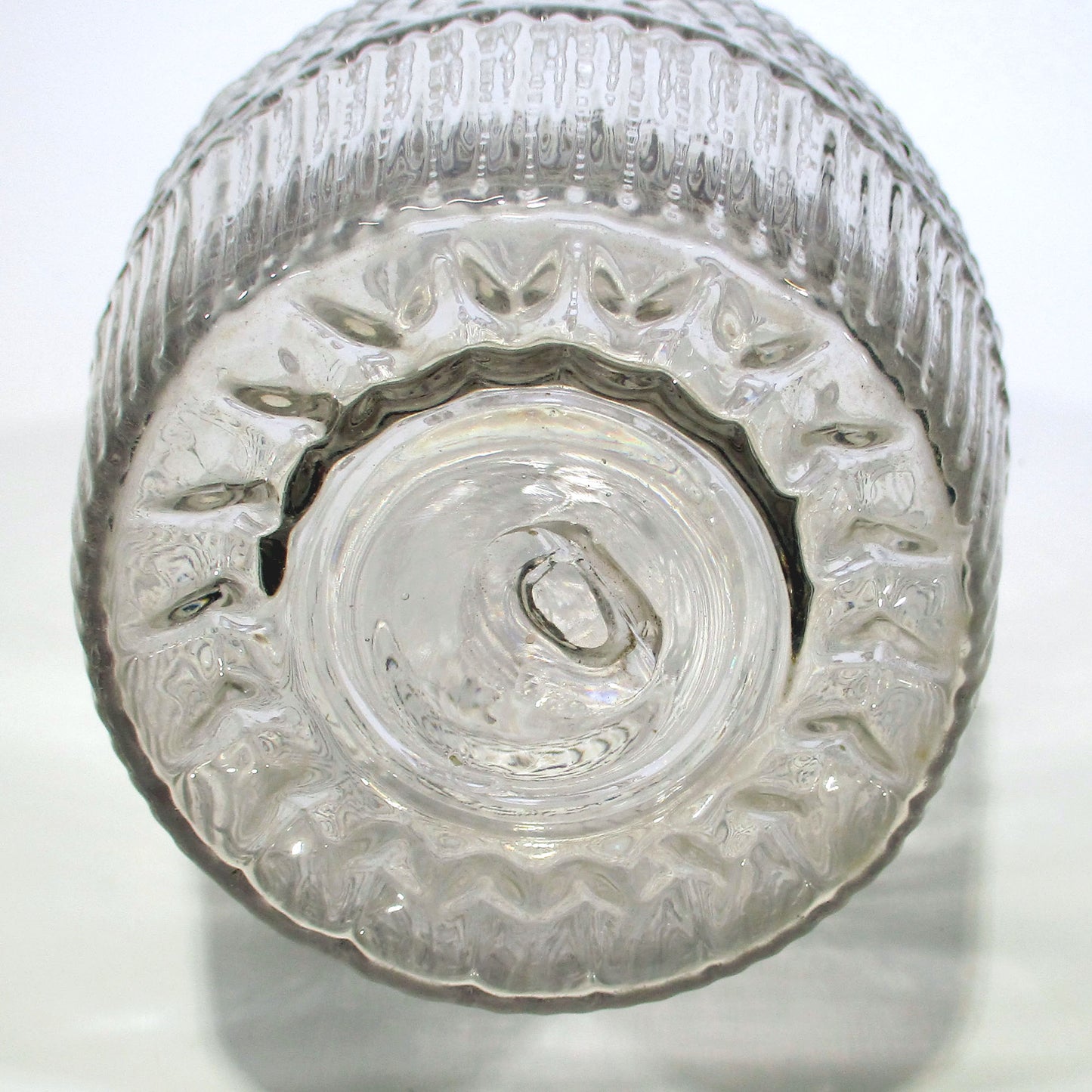 Sandwich Glass Three Ring Blown Molded Decanter with Hollow Stopper 19th Century