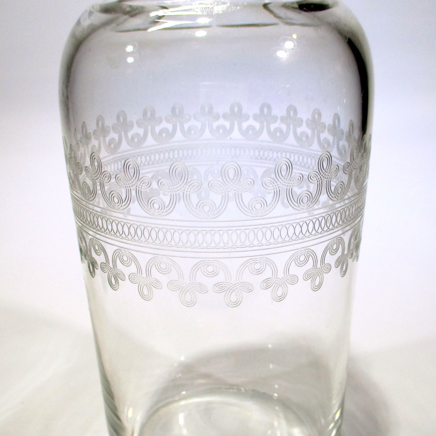 Fleur de Lis Needle Engraved Glass Decanter St. Louis or Baccarat