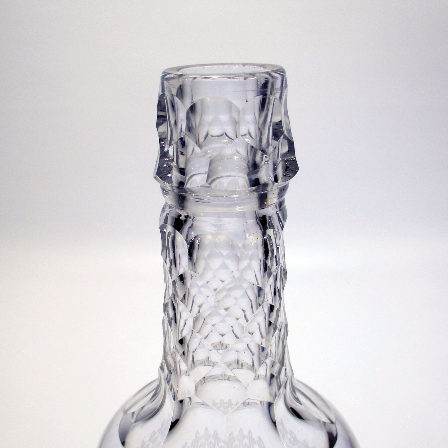 Fleur de Lis Needle Engraved Glass Decanter St. Louis or Baccarat