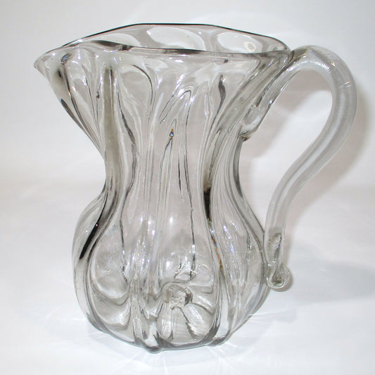 Antique Pittsburgh Glass Blown-molded 8 Rib Pillar Water Pitcher