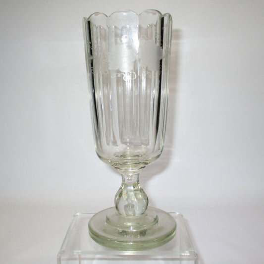 New England Boston and Sandwich Glass Etched Celery Vase