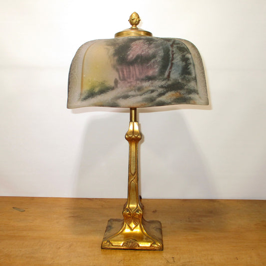 Pittsburg lamp with Reverse Painted Shade