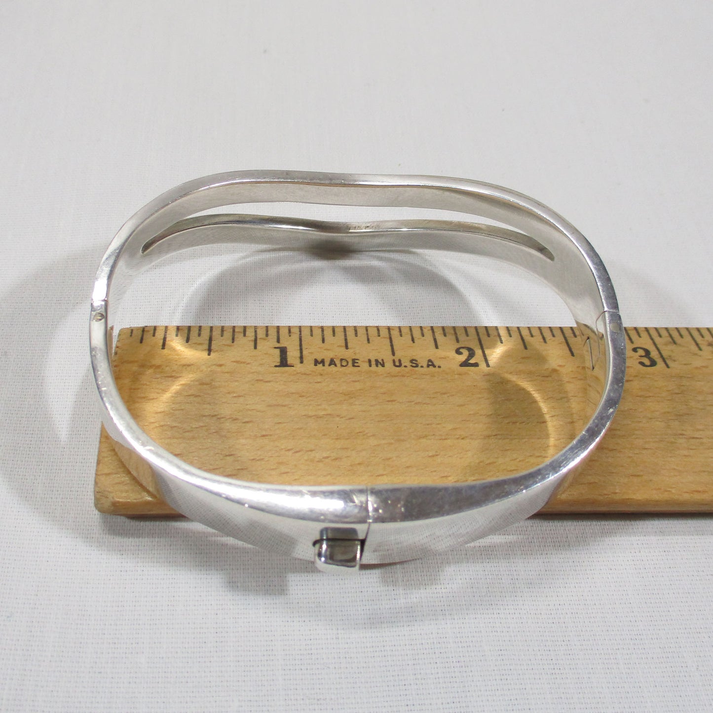 Gr 155 Sterling Silver Taxco Clamper Hinged Bangle Bracelet Heavy 53.12 Grams