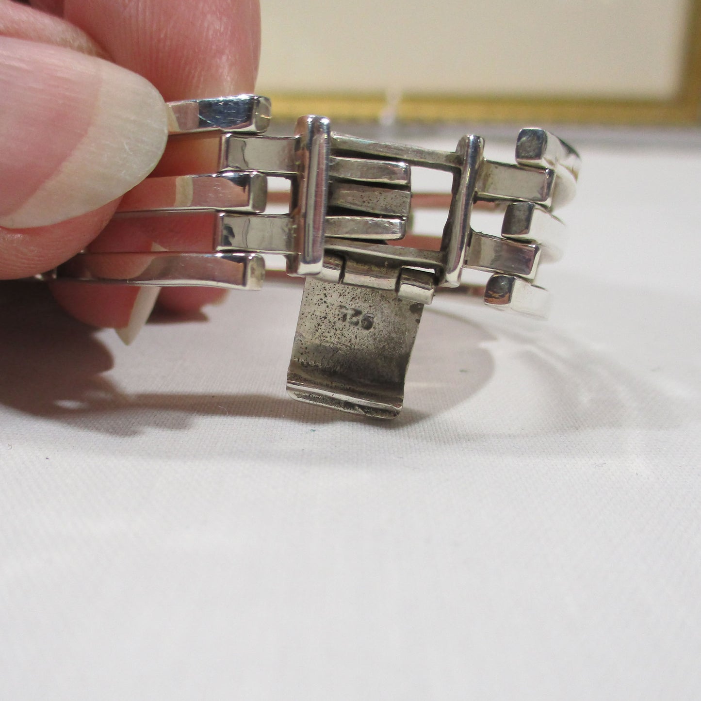 Gr 155 Vintage Mexico Taxco Sterling Silver Articulated Gate Bracelet Heavy 42.90 grams