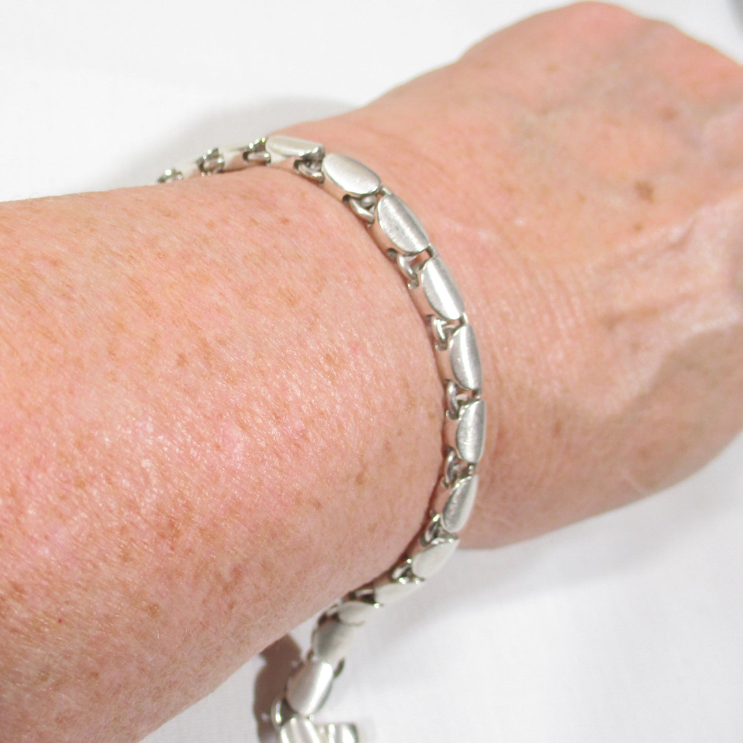 Gr 155 Sterling Silver Abstract Design Link Bracelet Reversible