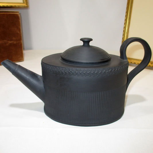 18th Century Engine-turned Black Basalt Teapot British