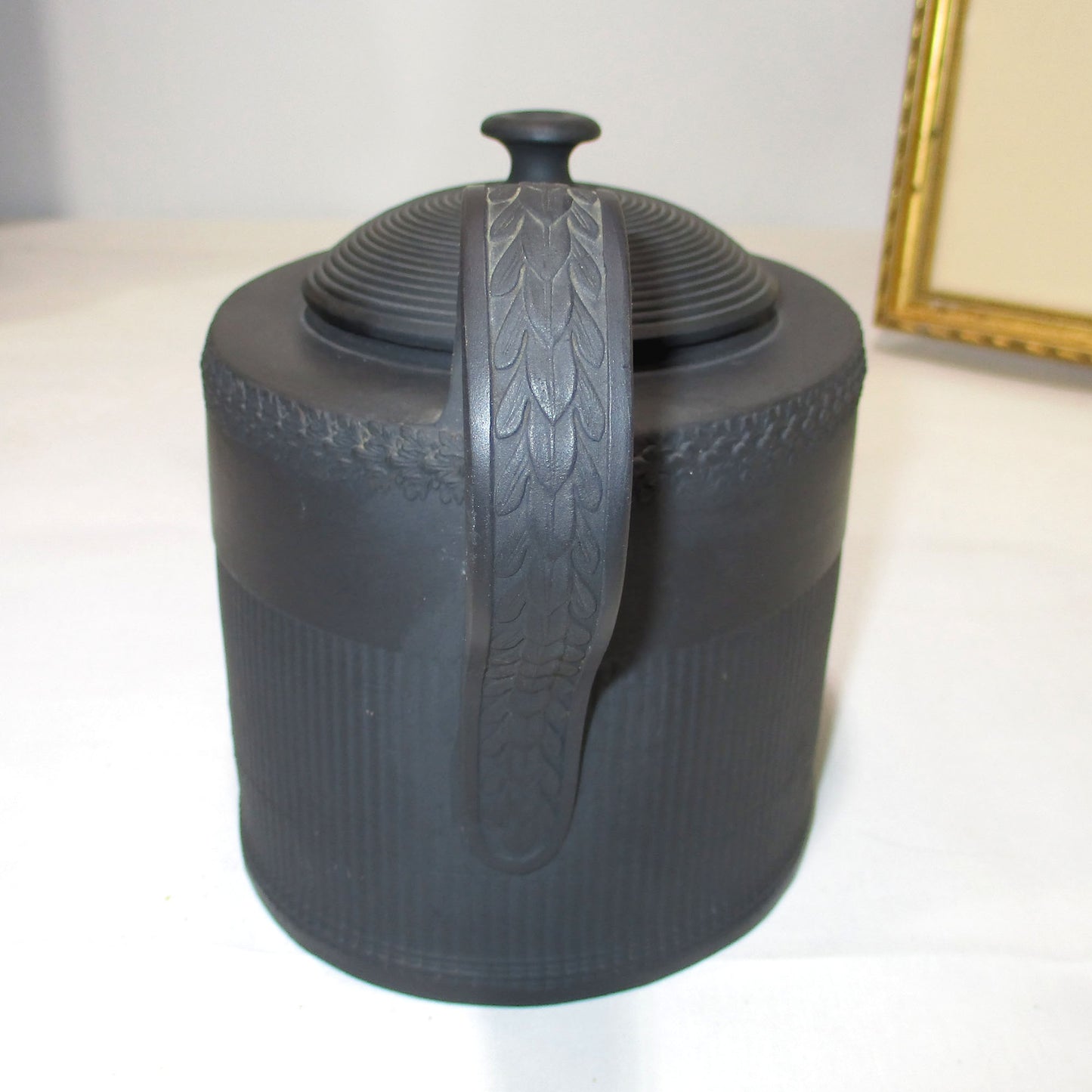 18th Century Engine-turned Black Basalt Teapot British