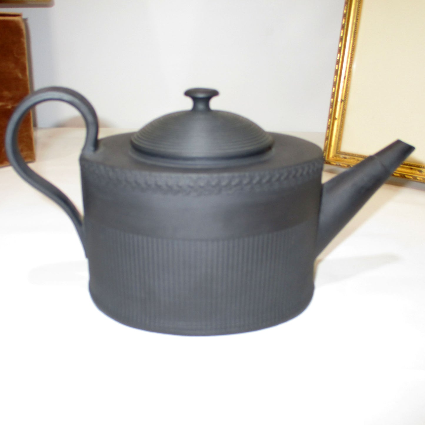 18th Century Engine-turned Black Basalt Teapot British