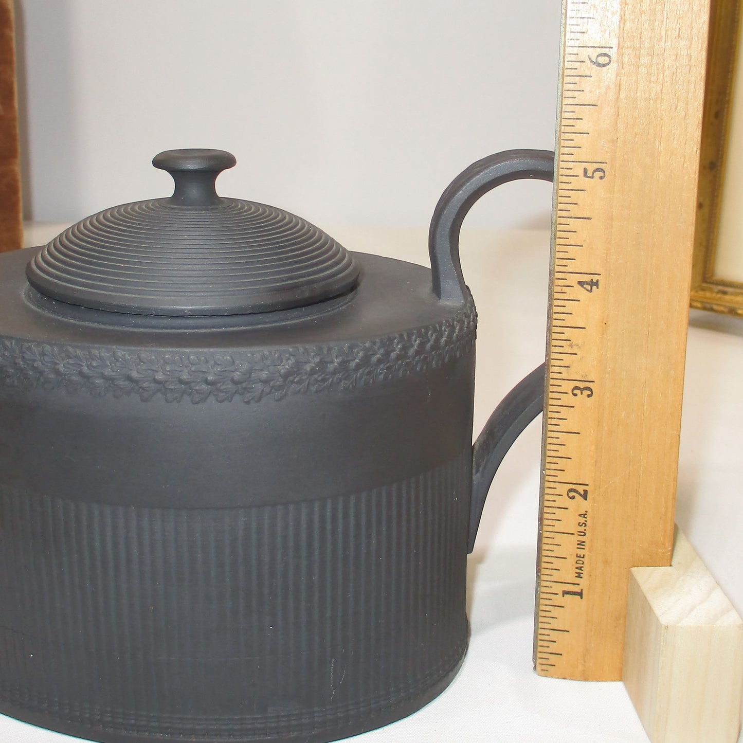 18th Century Engine-turned Black Basalt Teapot British