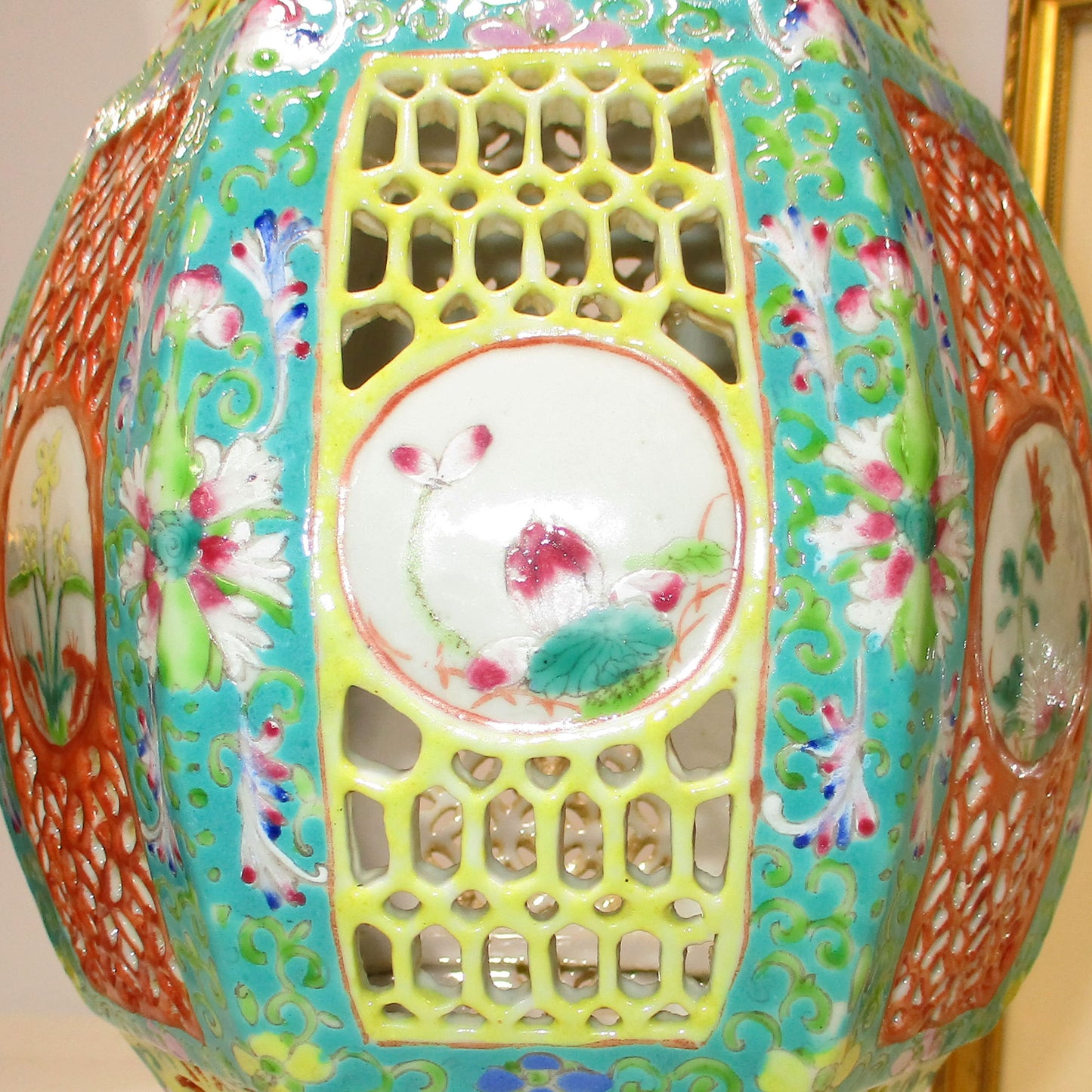 Pair of Chinese Export Reticulated Wedding Lanterns