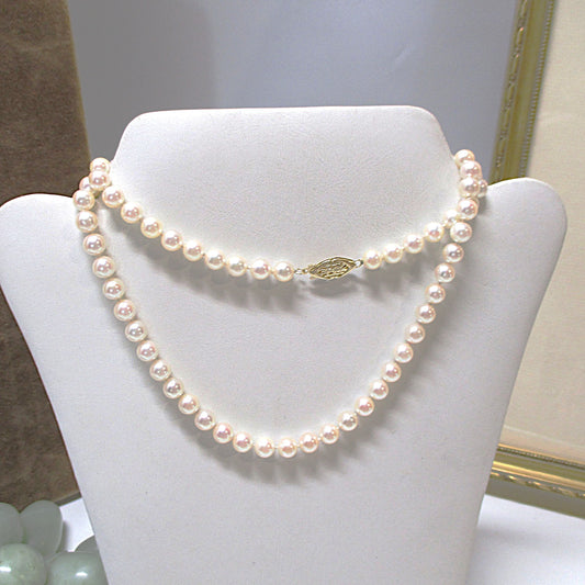 IWI Pearl and Solid 14K Gold Necklace 6 mm 24" Length