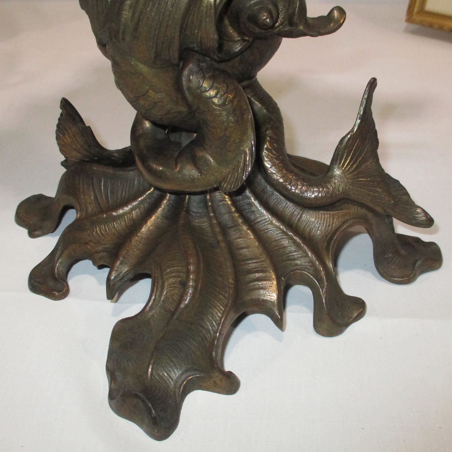 Antique Bronze Figural Oil Lamp Mermaid Melusine