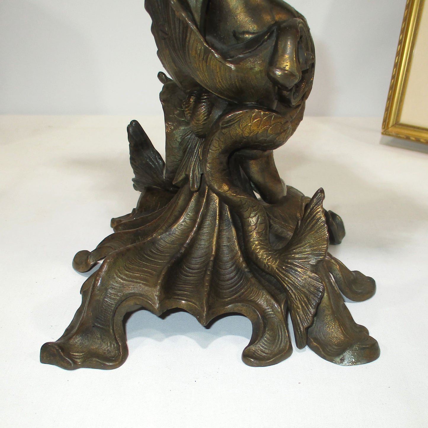 Antique Bronze Figural Oil Lamp Mermaid Melusine