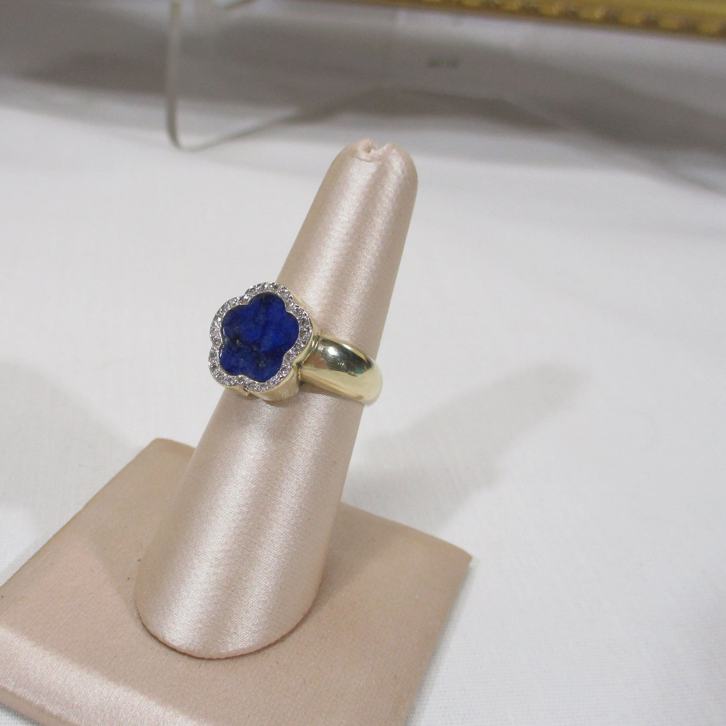 Gr 156 Solid 14K Gold, Diamond and Lapis Lazuli Vintage Signet Ring Size 7