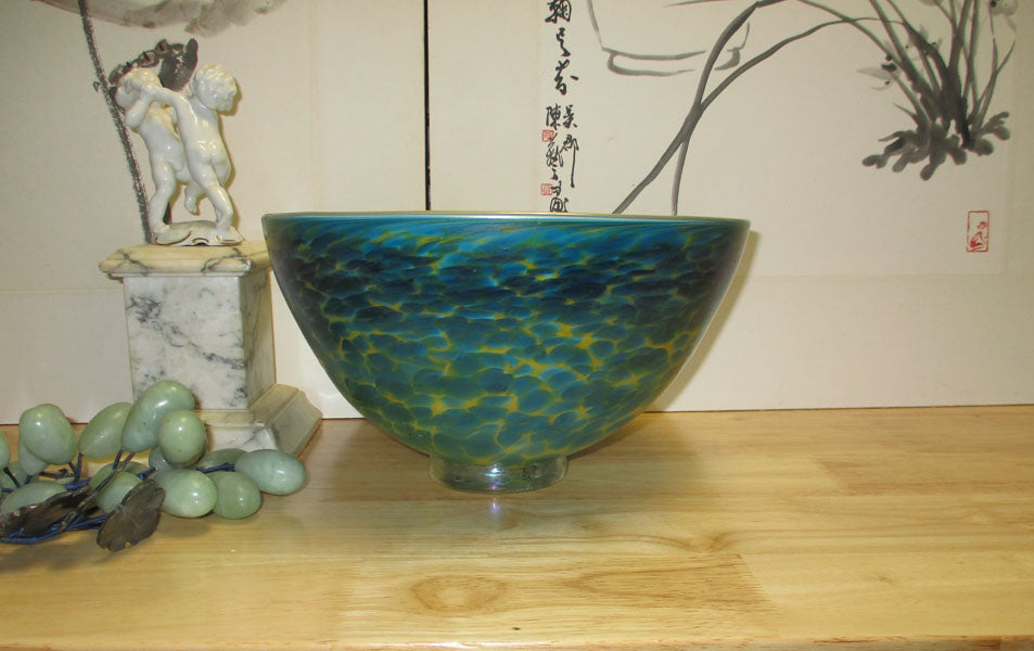 Aurene or Favrile Style Iridescent Art Glass Bowl Huge!