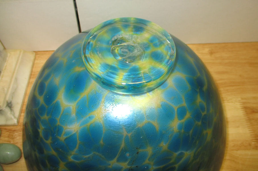 Aurene or Favrile Style Iridescent Art Glass Bowl Huge!