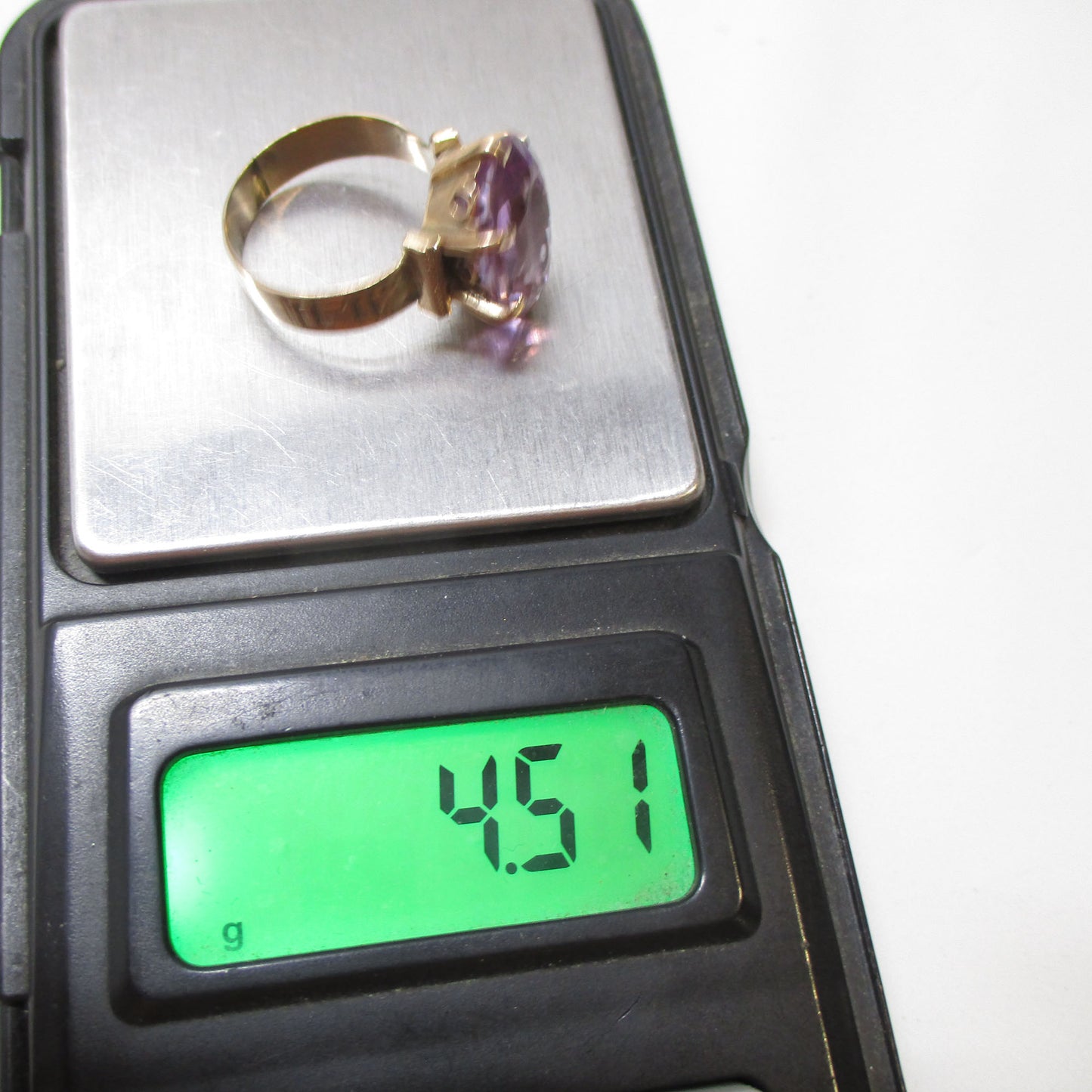 Victorian Solid 10K Gold Natural Rose de France Amethyst Ring Size 7