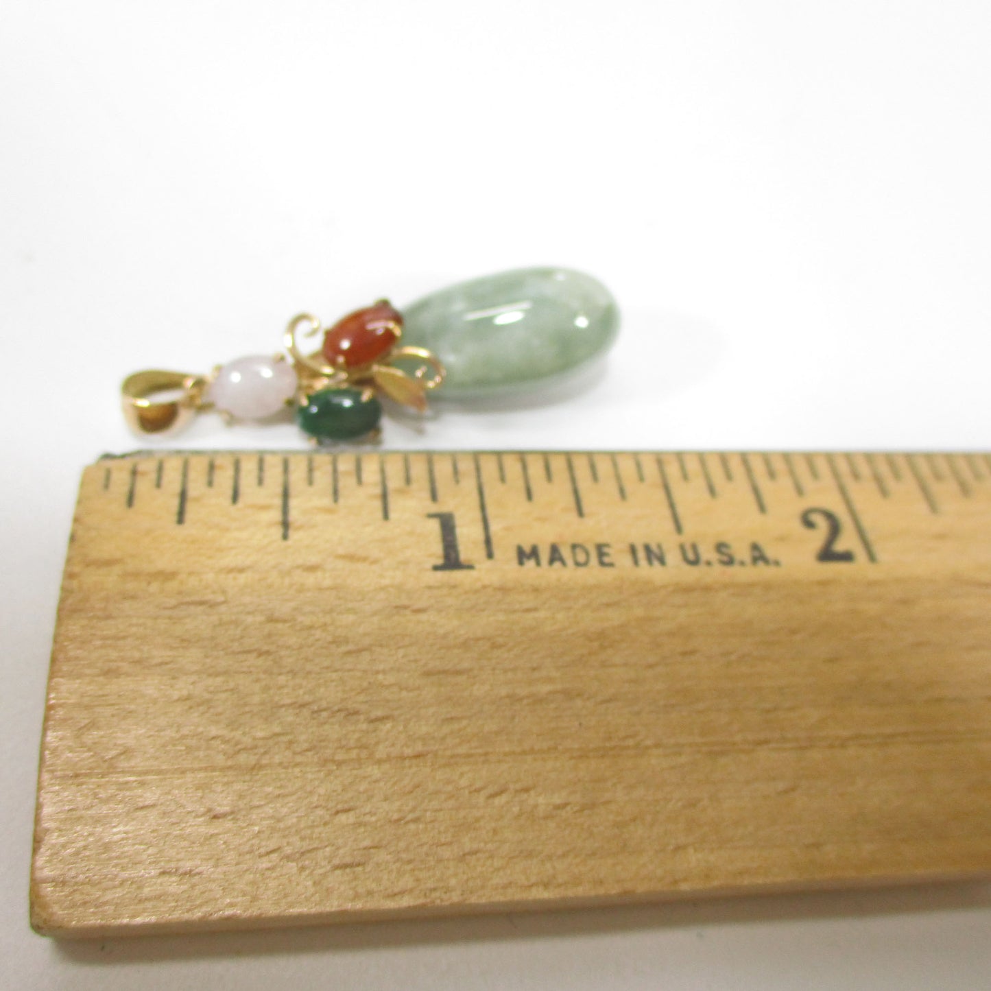 Solid 14K Gold Celadon Jade Pendant Only 3.73 Grams