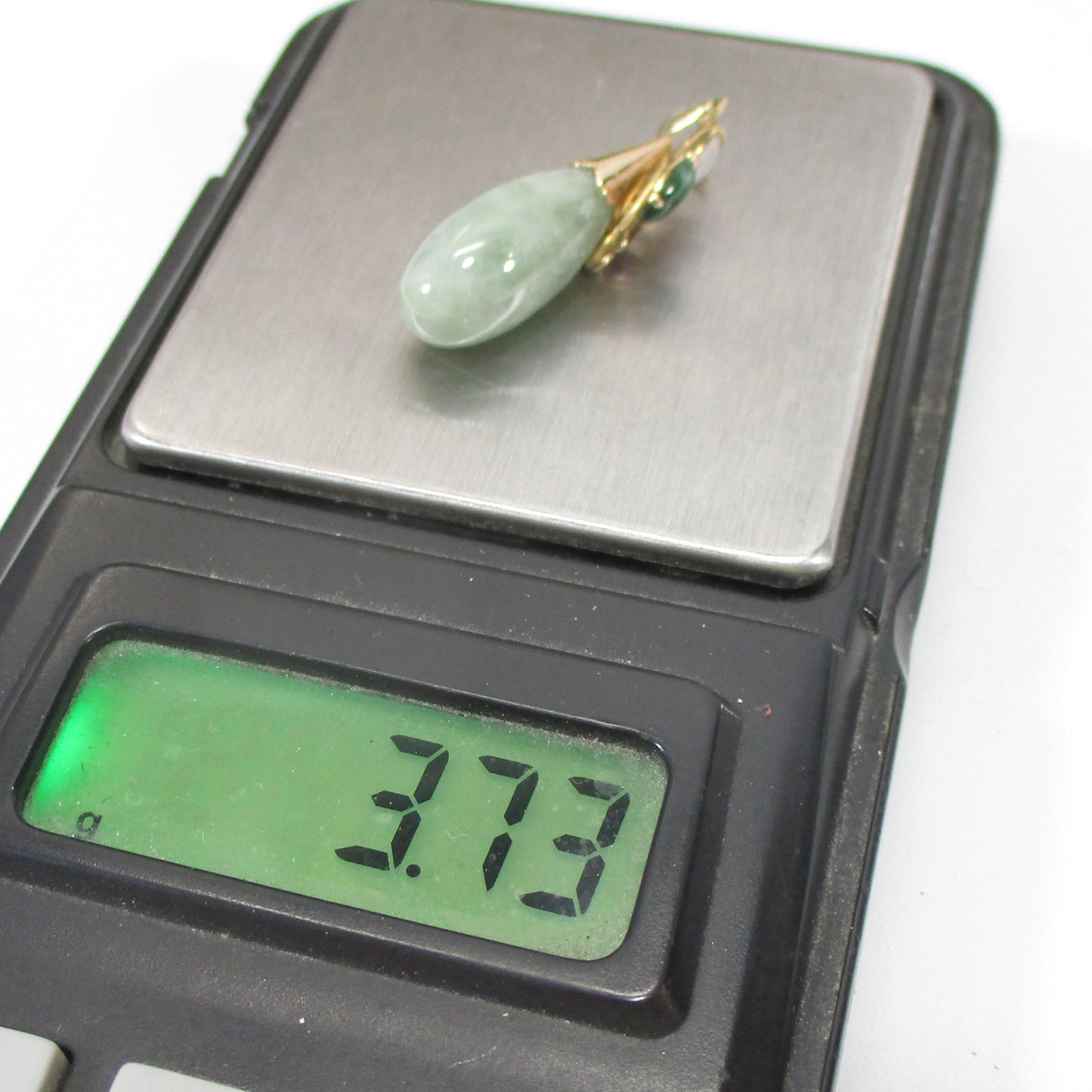 Solid 14K Gold Celadon Jade Pendant Only 3.73 Grams