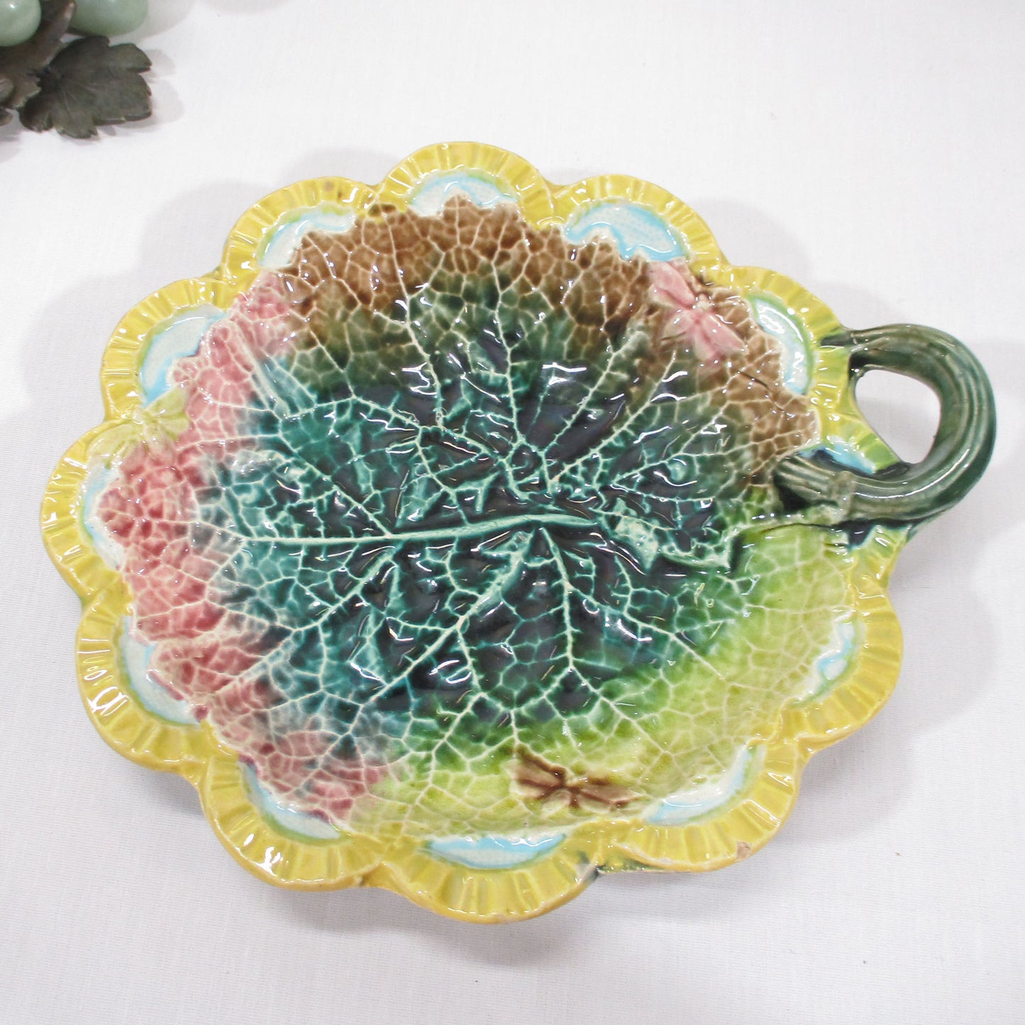 Majolica Pottery Leaf Plate or Bowl 19th Century