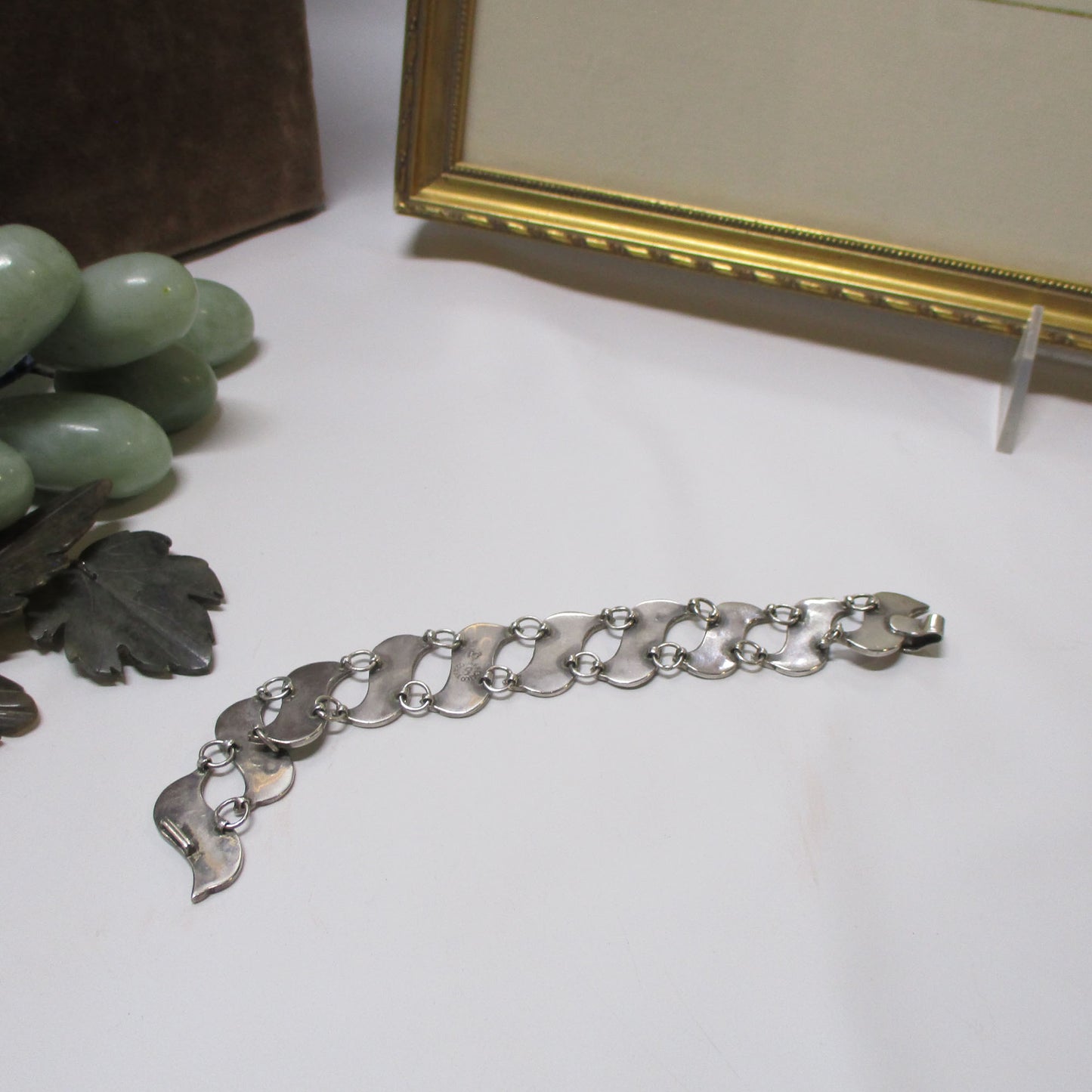 Sterling Silver and Abalone Bracelet 7 " Long Taxco Mexico MWS