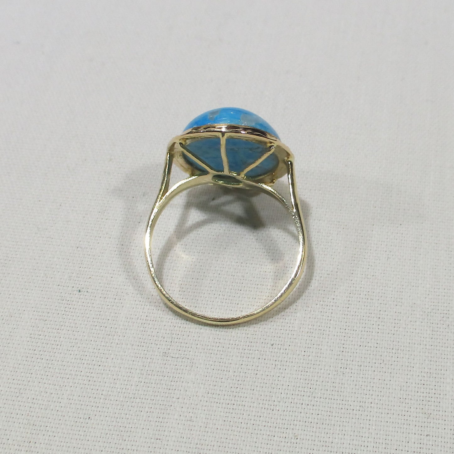 Gr 157 Solid 14K Gold and Turquoise Signet Ring Size 7 1/2