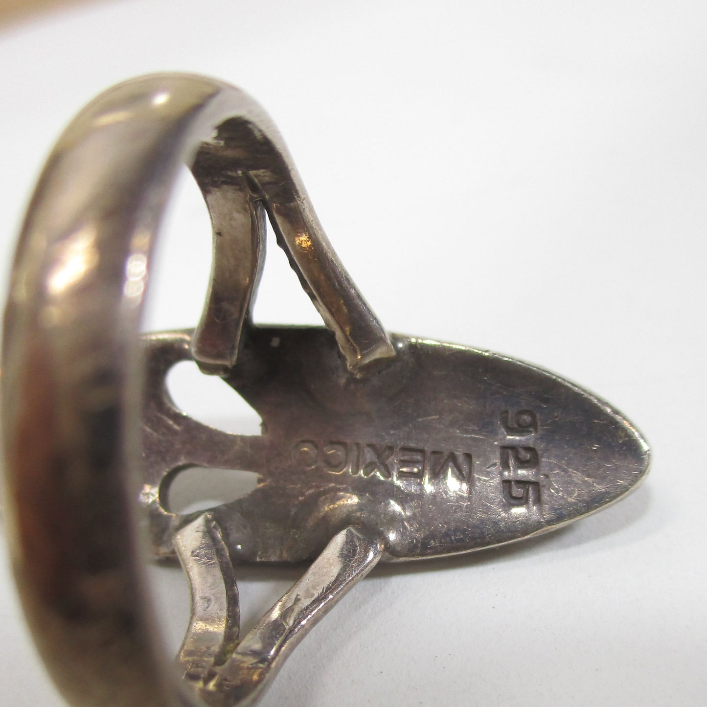 Vintage Mexico Sterling Silver Carved Face Signet Ring